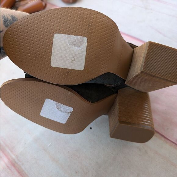 Gee‎ WaWa Bangle Suede Open Toe Ankle Booties 8.5 Boho Retro Block Heel - Picture 6 of 8